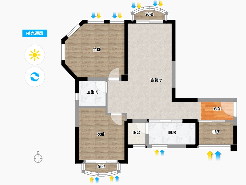 四川省-成都市-嘉合凤凰岛-77.35-户型库-采光通风