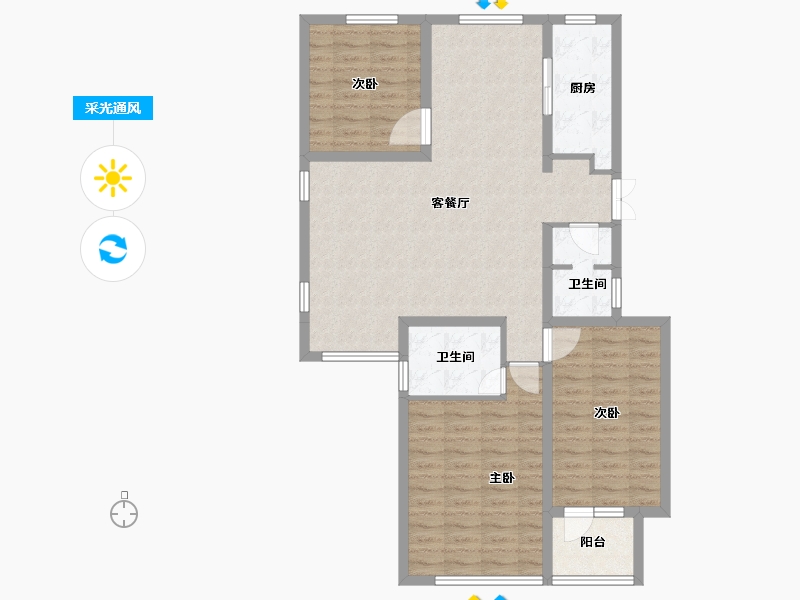 河北省-唐山市-荣盛御府-101.30-户型库-采光通风