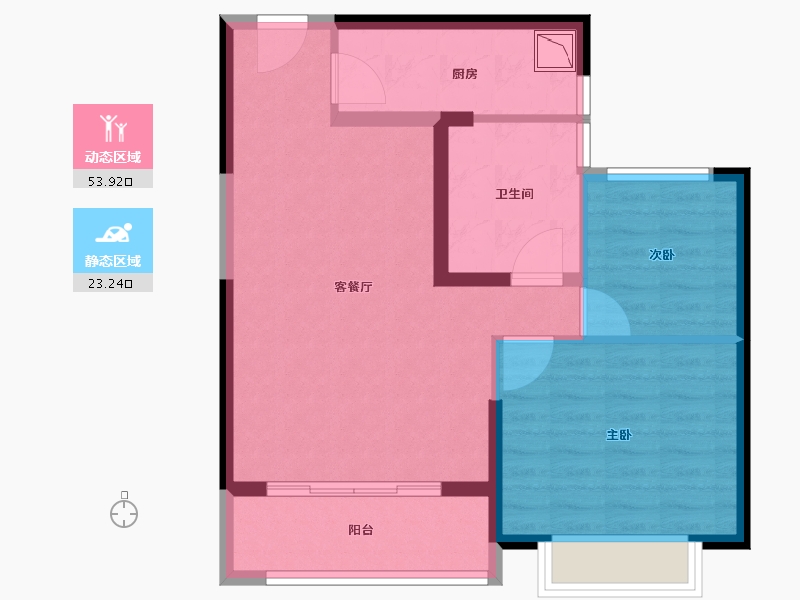 四川省-成都市-昆明恒大国际健康城-68.90-户型库-动静分区