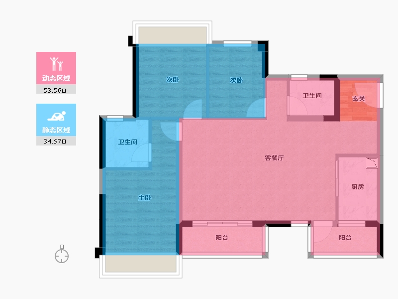 四川省-成都市-金科中梁美院-78.96-户型库-动静分区