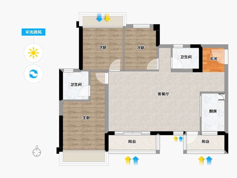 四川省-成都市-金科中梁美院-78.96-户型库-采光通风