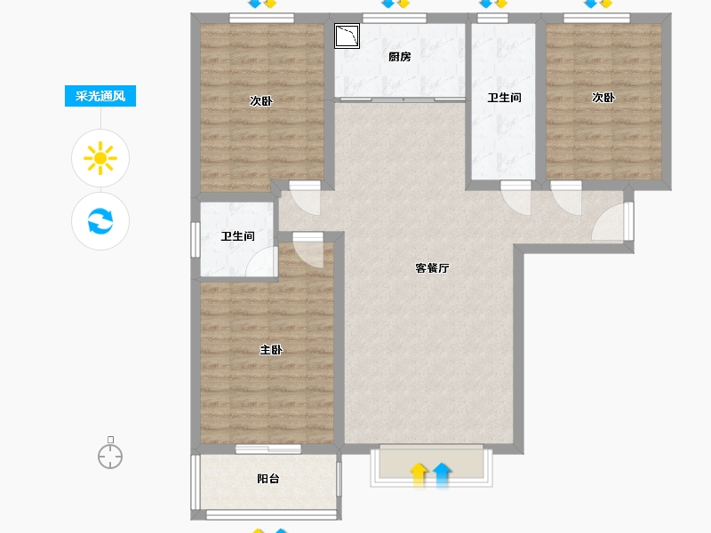 河北省-保定市-香溪名门-104.80-户型库-采光通风