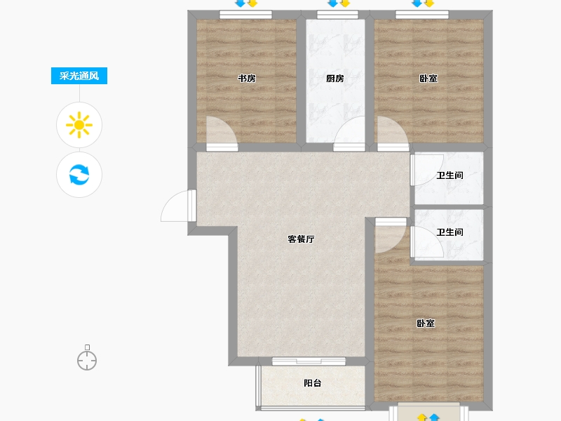 河北省-邢台市-全都城悦府-76.57-户型库-采光通风