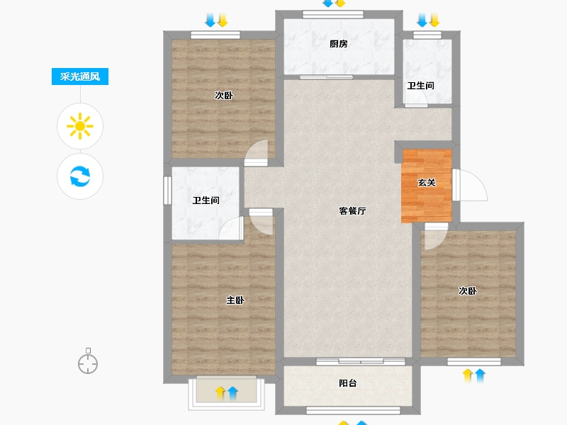 河北省-邢台市-祥云天和盛世-96.00-户型库-采光通风