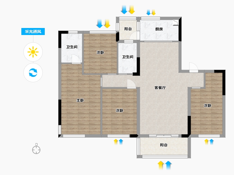 贵州省-贵阳市-四季贵州椿棠府-116.73-户型库-采光通风