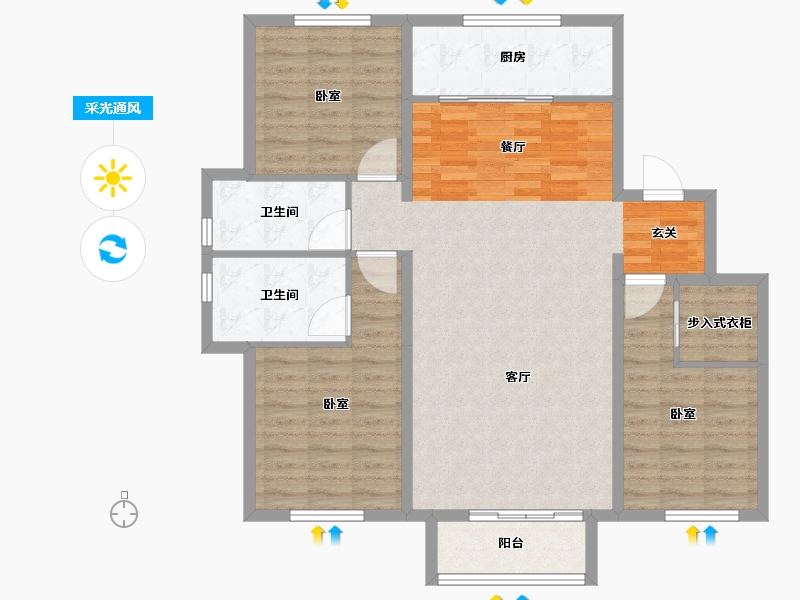 河北省-保定市-香溪美园-107.00-户型库-采光通风