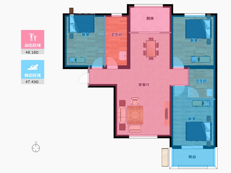 河北省-邯郸市-远邦花园-85.31-户型库-动静分区