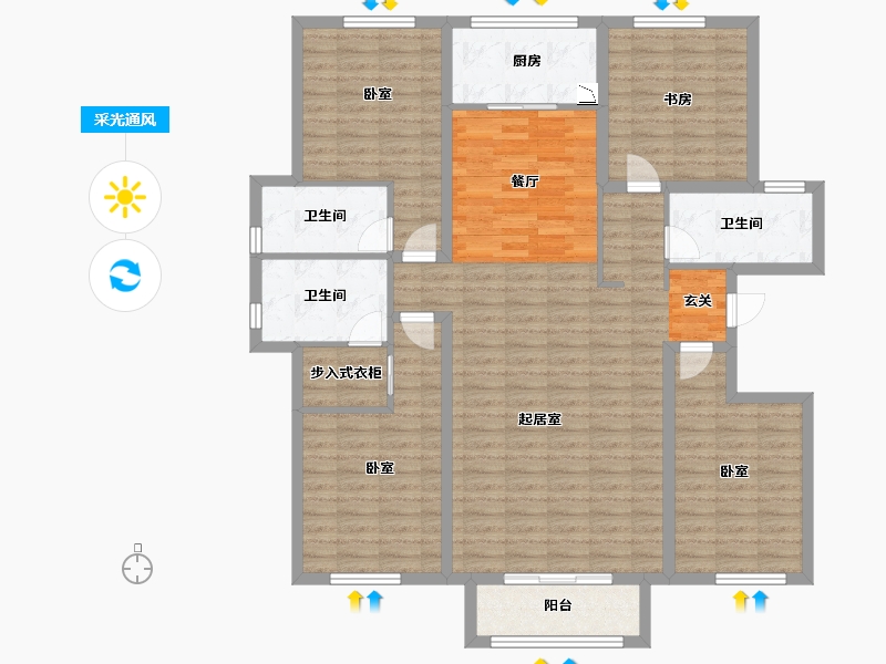 河北省-保定市-香溪美园-132.00-户型库-采光通风