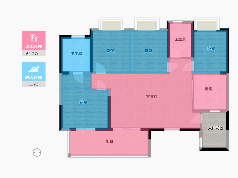 四川省-成都市-成都恒大滨河左岸-107.13-户型库-动静分区