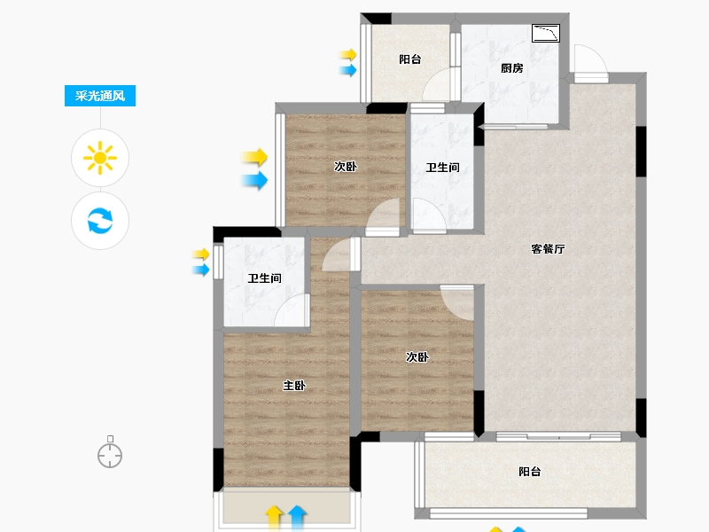 广西壮族自治区-桂林市-交投彰泰漓东新城-85.45-户型库-采光通风