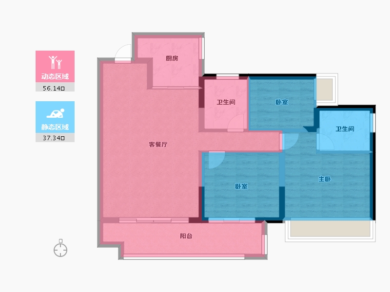 贵州省-遵义市-美的悦江府-83.45-户型库-动静分区