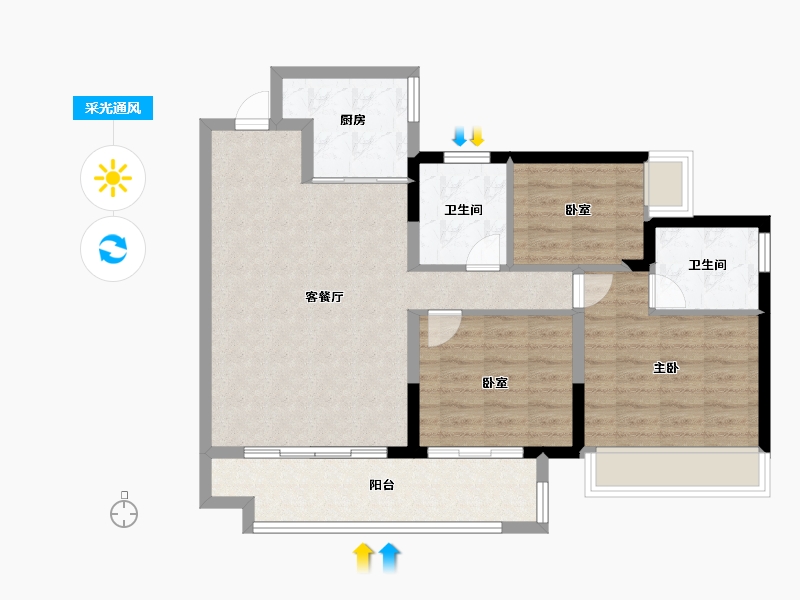 贵州省-遵义市-美的悦江府-83.45-户型库-采光通风