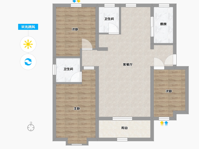 河北省-石家庄市-锦昊昊庭-81.27-户型库-采光通风