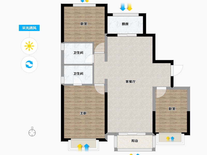 河北省-唐山市-和泓大成府-103.54-户型库-采光通风