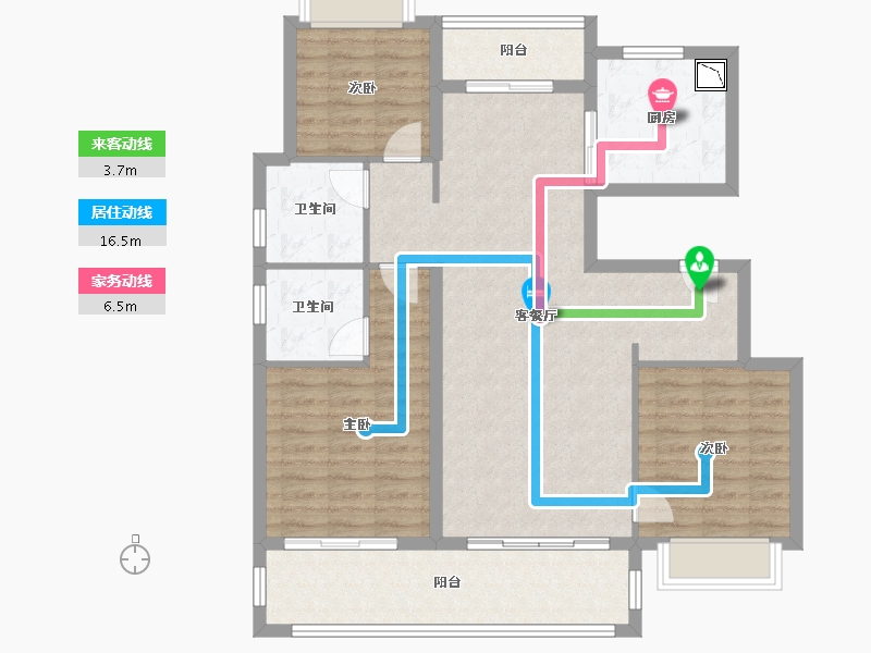 四川省-成都市-昆明恒大国际健康城-103.98-户型库-动静线