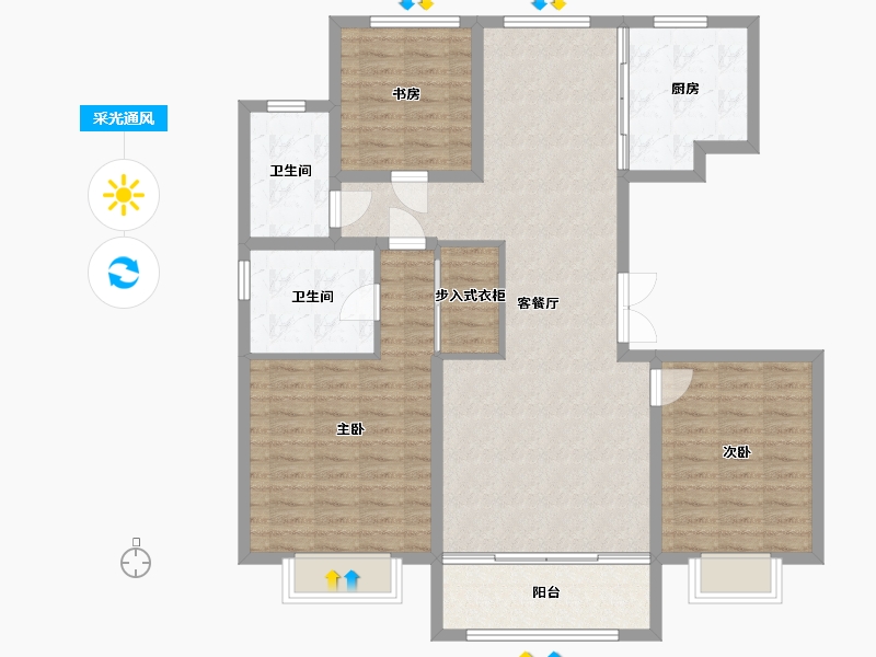 河北省-保定市-鹏润原著-111.00-户型库-采光通风