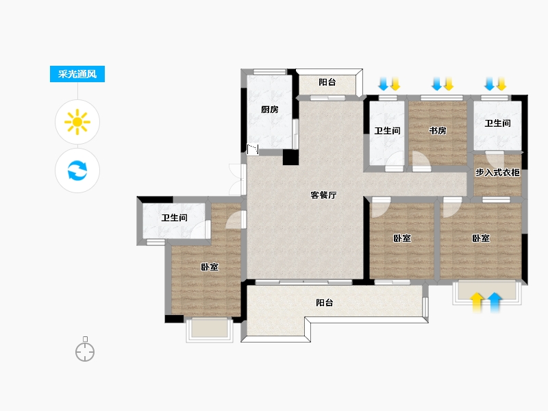 四川省-成都市-金科博翠湾-115.96-户型库-采光通风