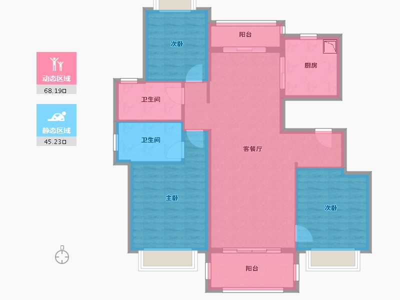 四川省-成都市-昆明恒大国际健康城-101.97-户型库-动静分区