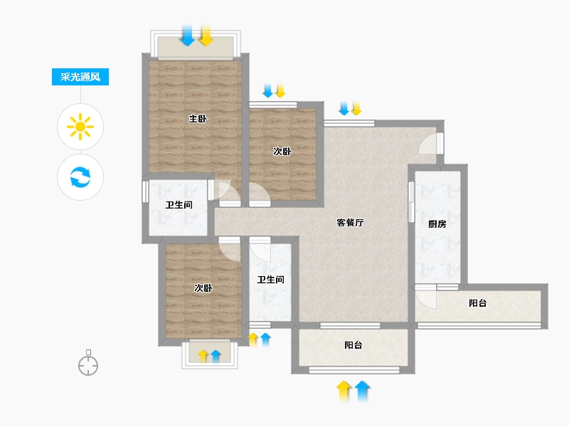 贵州省-贵阳市-修文鹭岛国际-90.78-户型库-采光通风