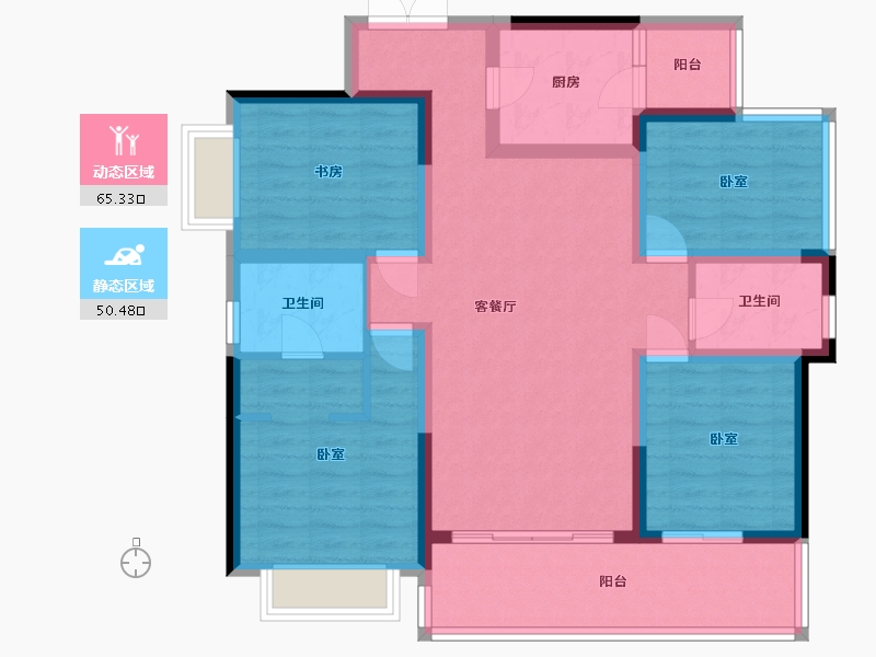 四川省-成都市-成都长虹天樾-102.52-户型库-动静分区