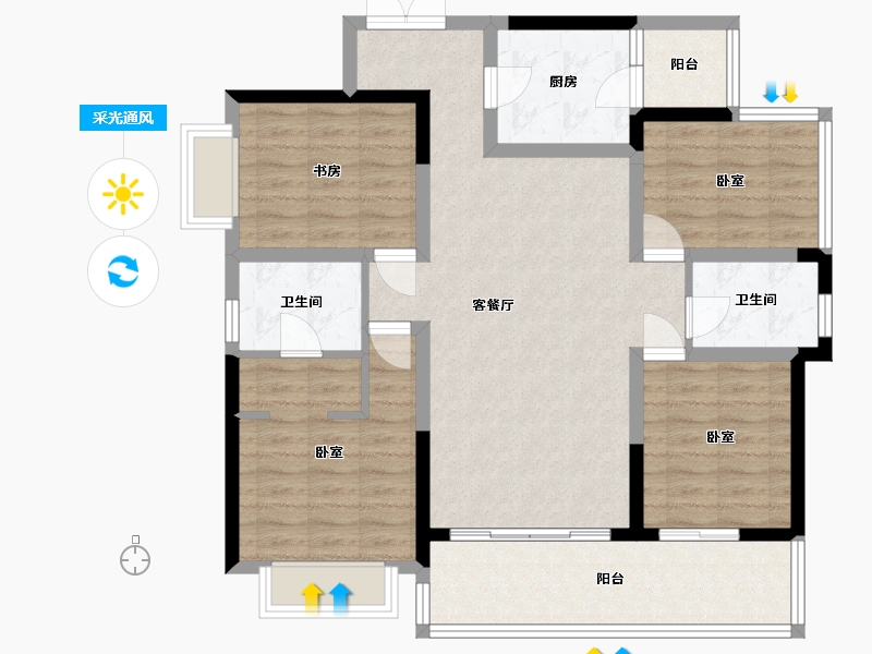 四川省-成都市-成都长虹天樾-102.52-户型库-采光通风