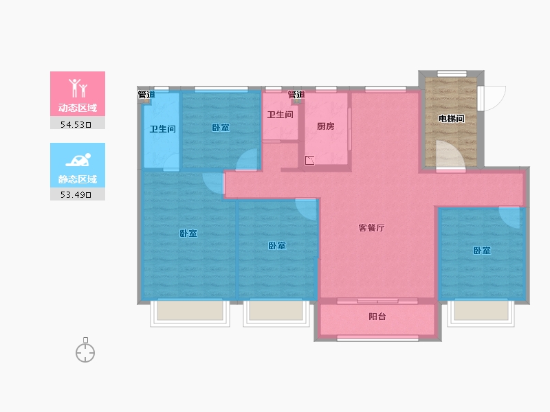 河北省-邯郸市-碧桂园美的东麟府-104.26-户型库-动静分区