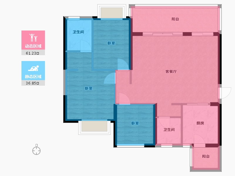 四川省-成都市-成都恒大滨河左岸-88.59-户型库-动静分区