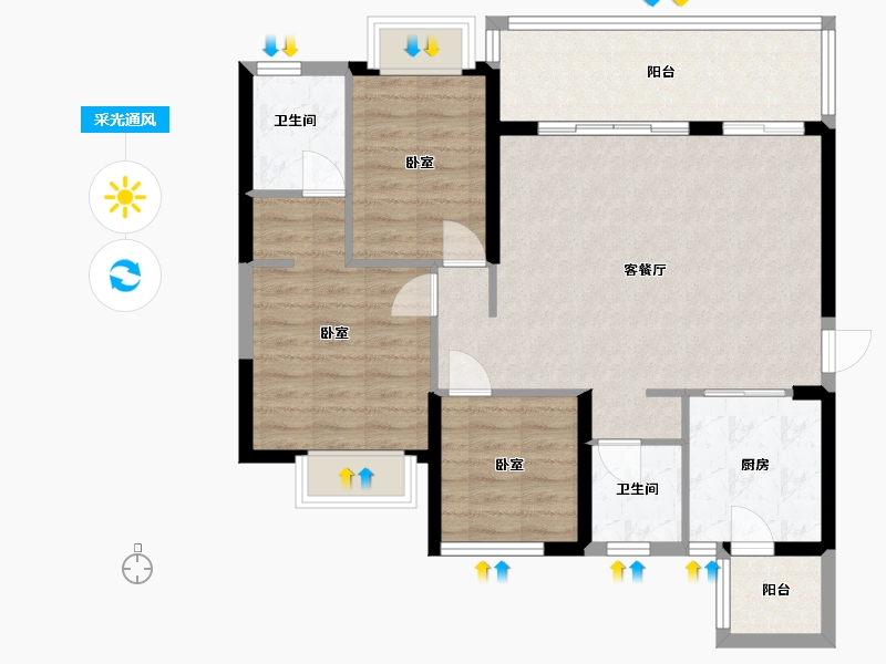 四川省-成都市-成都恒大滨河左岸-88.59-户型库-采光通风