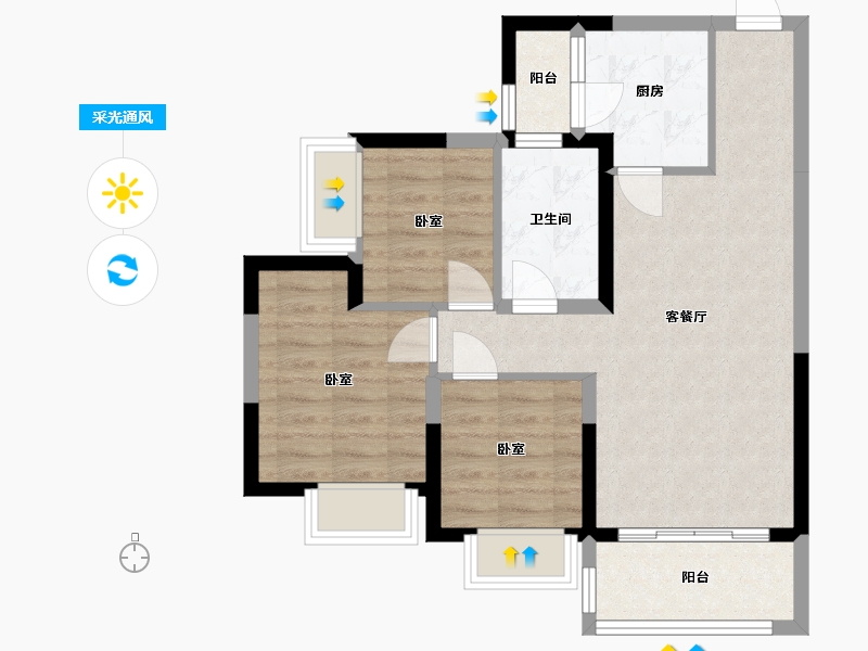 四川省-成都市-成都恒大滨河左岸-67.46-户型库-采光通风