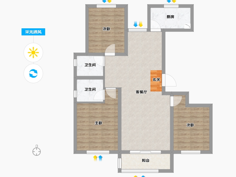 河北省-邢台市-中豪熙湖悦府-83.15-户型库-采光通风