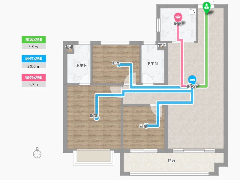 河北省-邯郸市-碧桂园美的东麟府-85.22-户型库-动静线