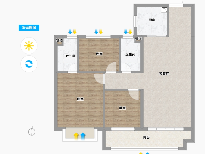 河北省-邯郸市-碧桂园美的东麟府-85.22-户型库-采光通风