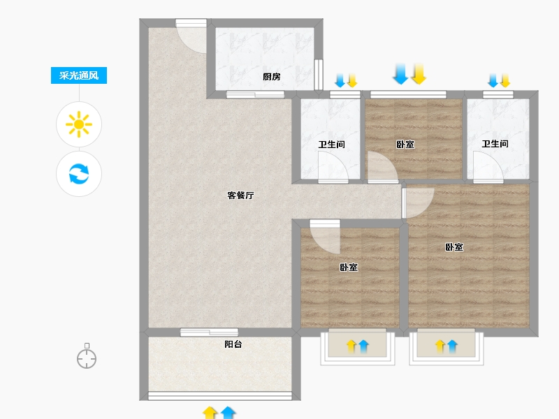 云南省-昆明市-旅泰荷樾-88.00-户型库-采光通风