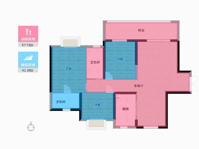 贵州省-贵阳市-保利公园2010-98.40-户型库-动静分区