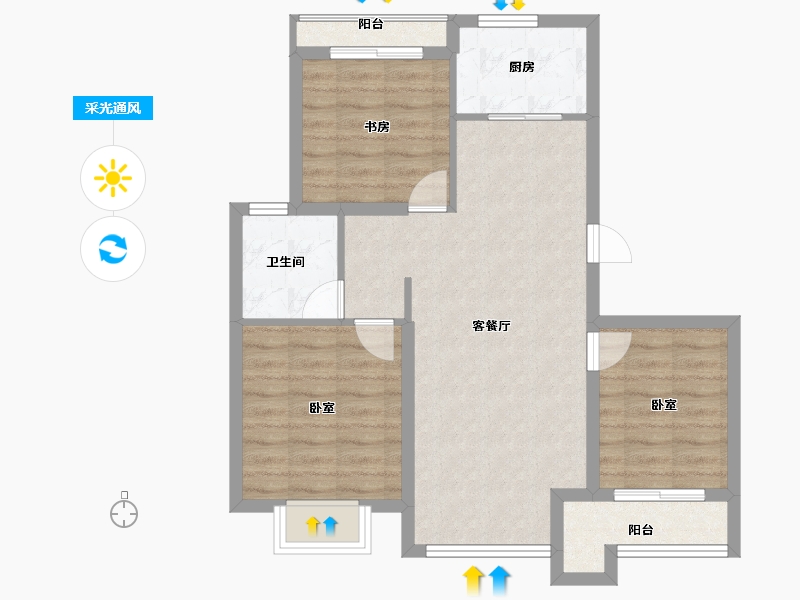 河北省-保定市-印象城滨江悦-73.00-户型库-采光通风