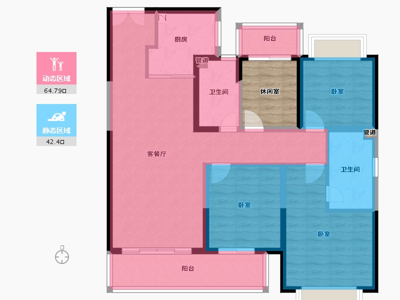 云南省-昆明市-玖悦府-102.00-户型库-动静分区