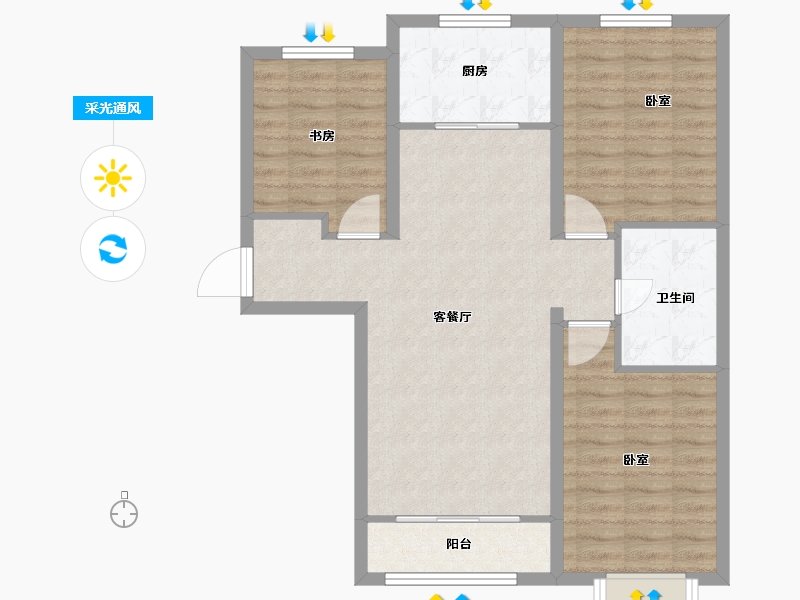 河北省-保定市-鹏渤印象城-83.00-户型库-采光通风