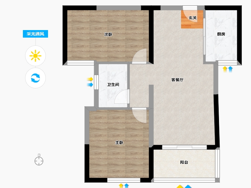 四川省-成都市-瀚城绿洲-65.06-户型库-采光通风