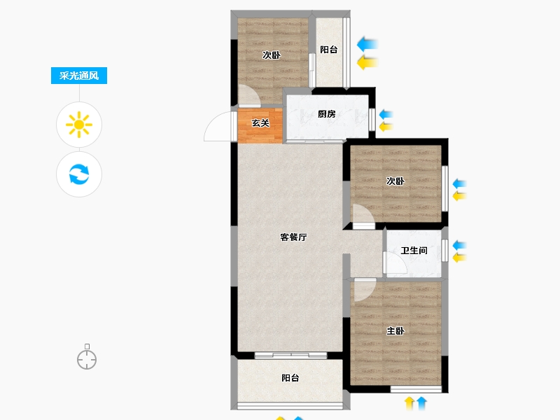 四川省-成都市-瀚城绿洲-78.94-户型库-采光通风