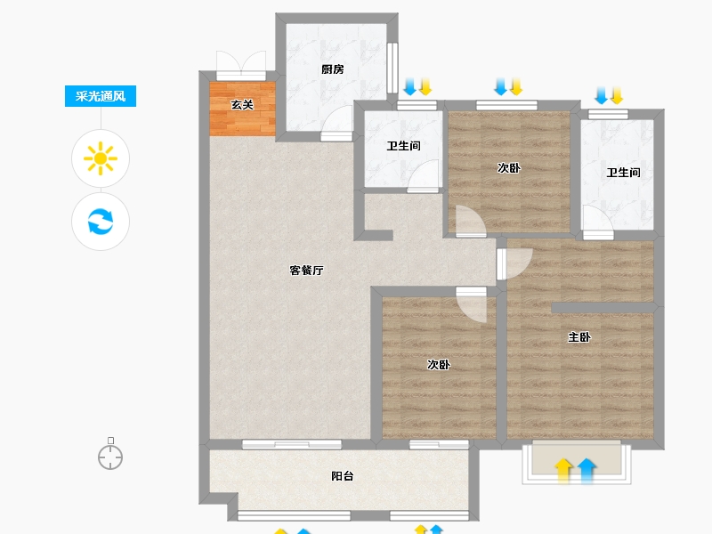 河北省-邢台市-天一上城-96.00-户型库-采光通风