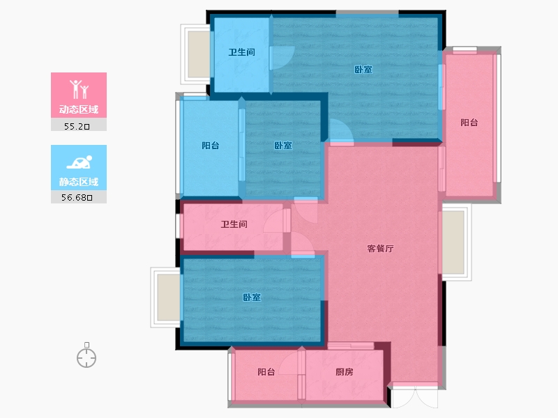 四川省-成都市-禹通宝誉府-99.56-户型库-动静分区