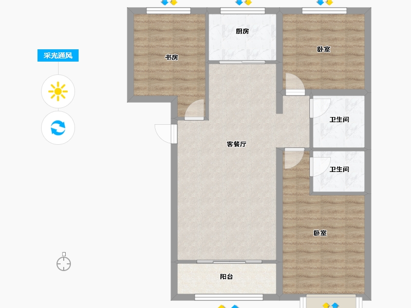 河北省-保定市-鹏渤印象城-82.00-户型库-采光通风