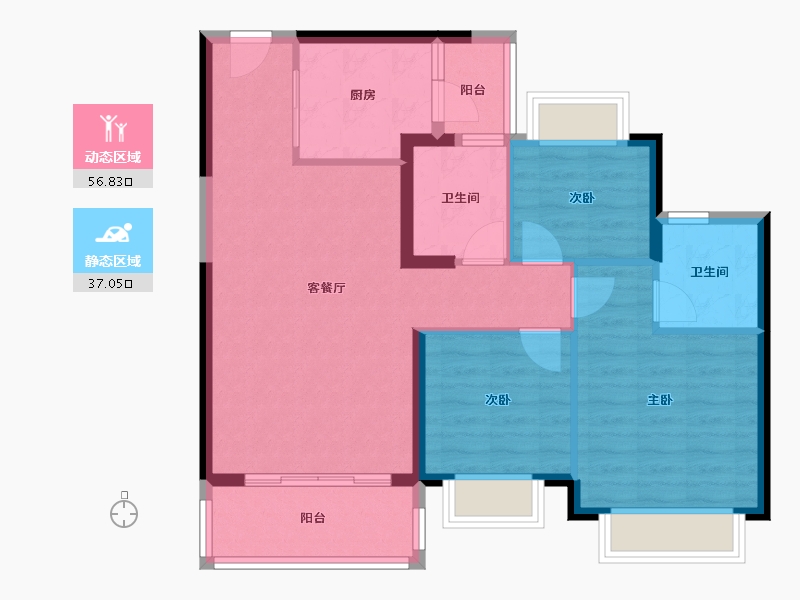 四川省-成都市-昆明恒大国际健康城-84.30-户型库-动静分区