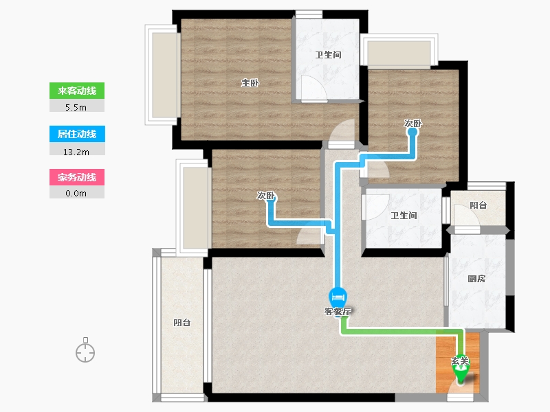 云南省-昆明市-佳兆业壹号公馆-91.00-户型库-动静线