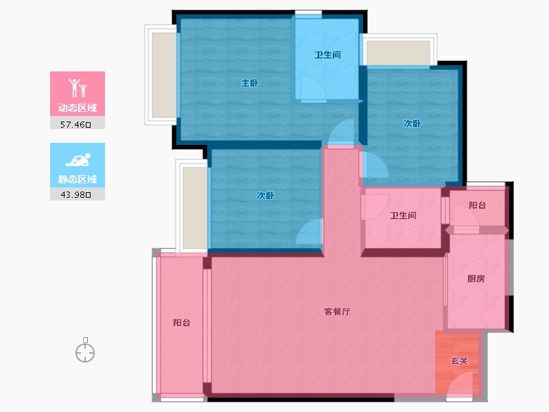 云南省-昆明市-佳兆业壹号公馆-91.00-户型库-动静分区