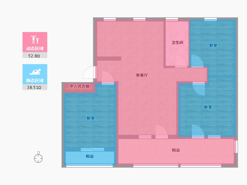 河北省-张家口市-下花园阿尔卡迪亚-80.76-户型库-动静分区