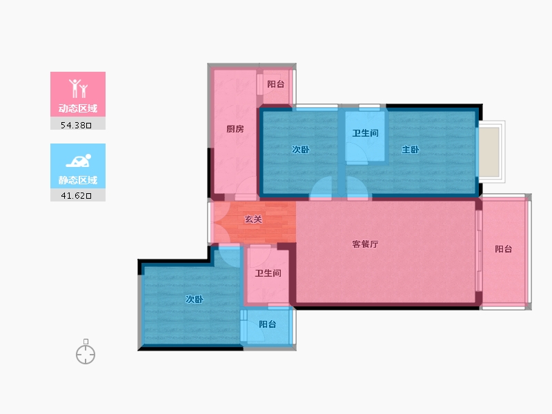 云南省-昆明市-瑞鼎城天玺-84.66-户型库-动静分区