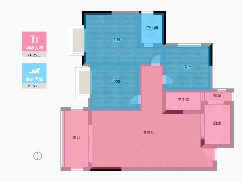 贵州省-遵义市-桃溪紫云台-75.84-户型库-动静分区