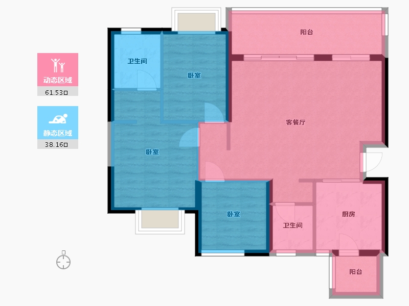 四川省-成都市-成都恒大滨河左岸-89.98-户型库-动静分区