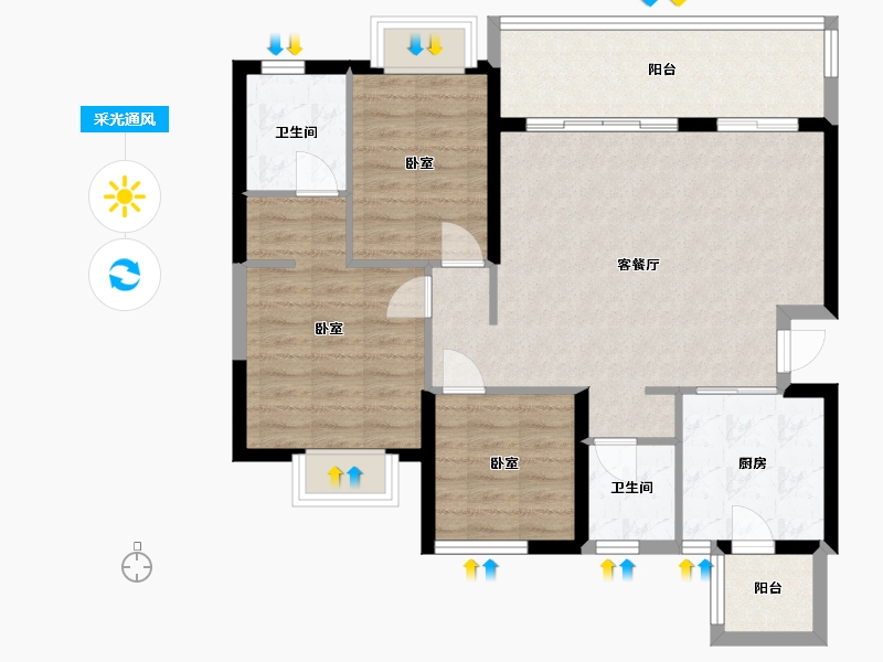 四川省-成都市-成都恒大滨河左岸-89.98-户型库-采光通风